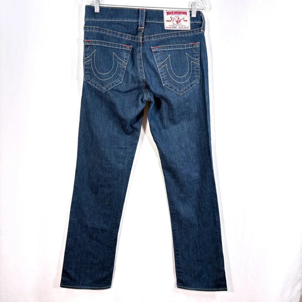 True Religion Bobby Jeans Blue Straight Leg Dark Wash Made in USA 31x33